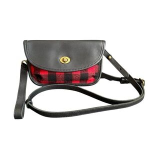 Pendleton Wool Crossbody Bag Plaid Wool Black Leather Convertible Purse Wristlet